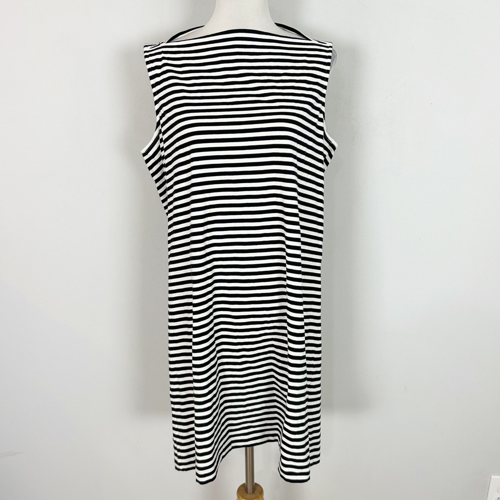 Kate Spade Black White Striped Boat Neck Knit Dress Size XL Women's